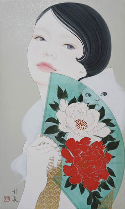 楽天市場】絵画 蒼野甘夏 日本画 『Snow White』 人物 美人 顔