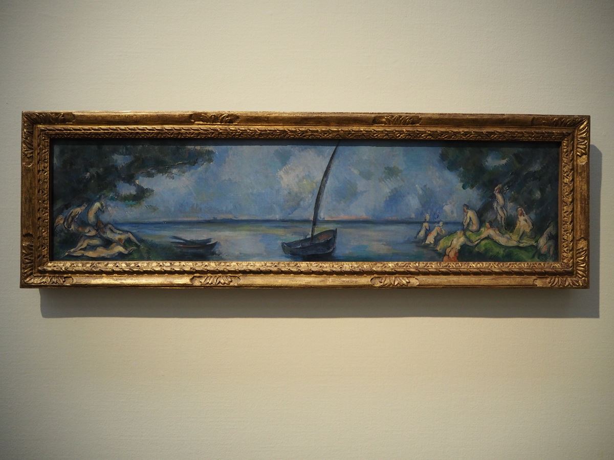 ポール・セザンヌ《小舟と水浴する人々》1890年頃 油彩・カンヴァス 30×125㎝オランジュリー美術館蔵