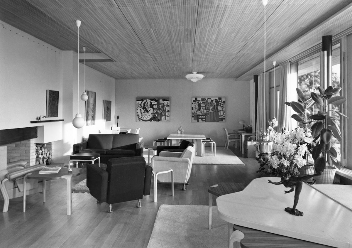 アルヴァ・アアルト《ルイ・カレ邸》リビング・ルーム　1956-1959年　バゾシュ＝シュル＝ギヨンヌ（フランス） Living Room, Maison Louis Carré, Bazoches-sur-Guyonne, France, Alvar Aalto, 1956-1959 ©Alvar Aalto Museum photo: Heikki Havas