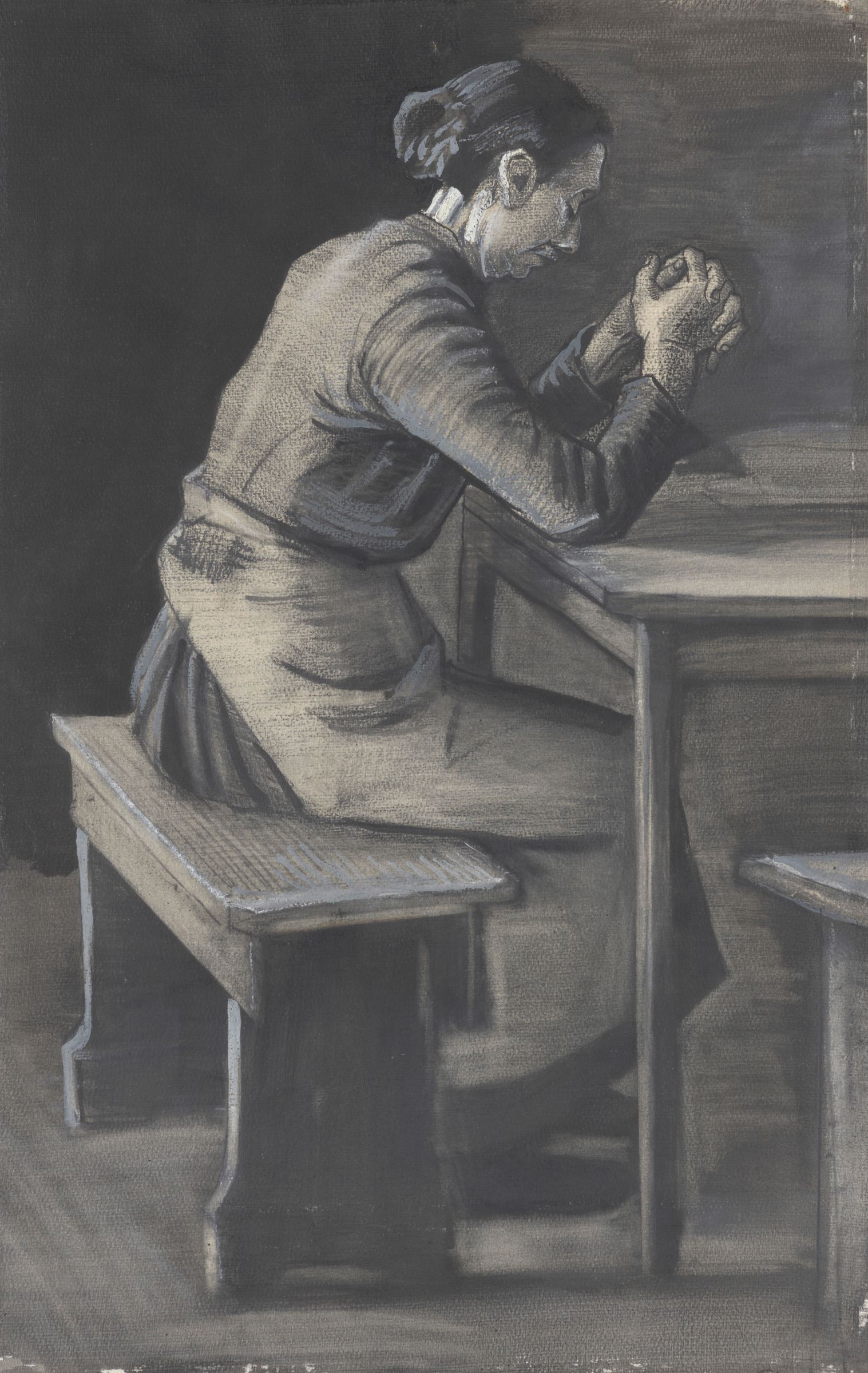 フィンセント・ファン・ゴッホ 《祈り》 1882年12月／1883年4月 鉛筆・リトクレヨン・淡彩・版画用インク・油彩・不透明水彩、紙　62.4×39.8cm クレラー=ミュラー美術館　 (c)Kröller-Müller Museum, Otterlo, The Netherlands