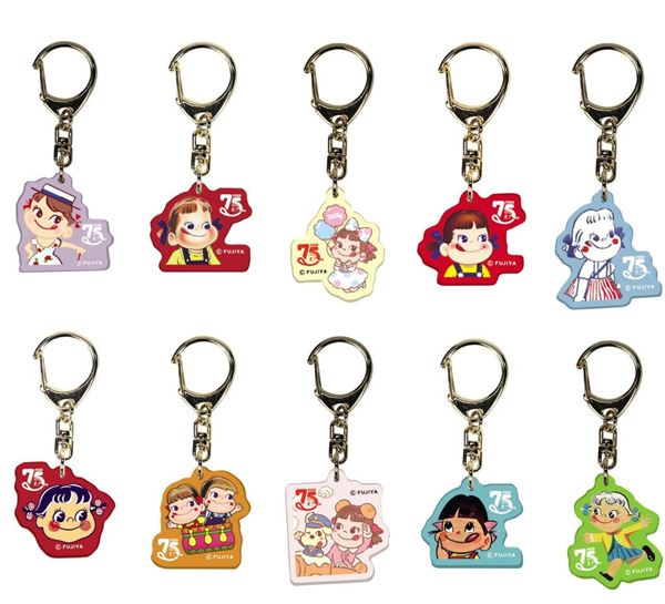 最安値　限定１ＢＯＸ 不二家 ペコちゃん　アクリルチャーム　７５周年コンプリート thumbnail