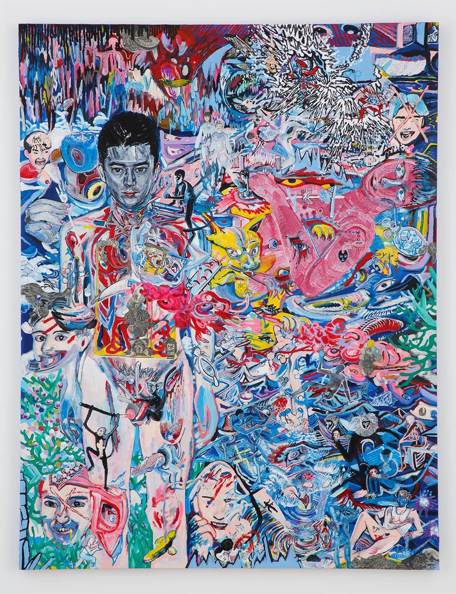 佐藤允『冒険』(2017Acrylic, ink, pencil, color pencil, paper collage on panel 145.5 x 112.0 cm) (C)Ataru Sato