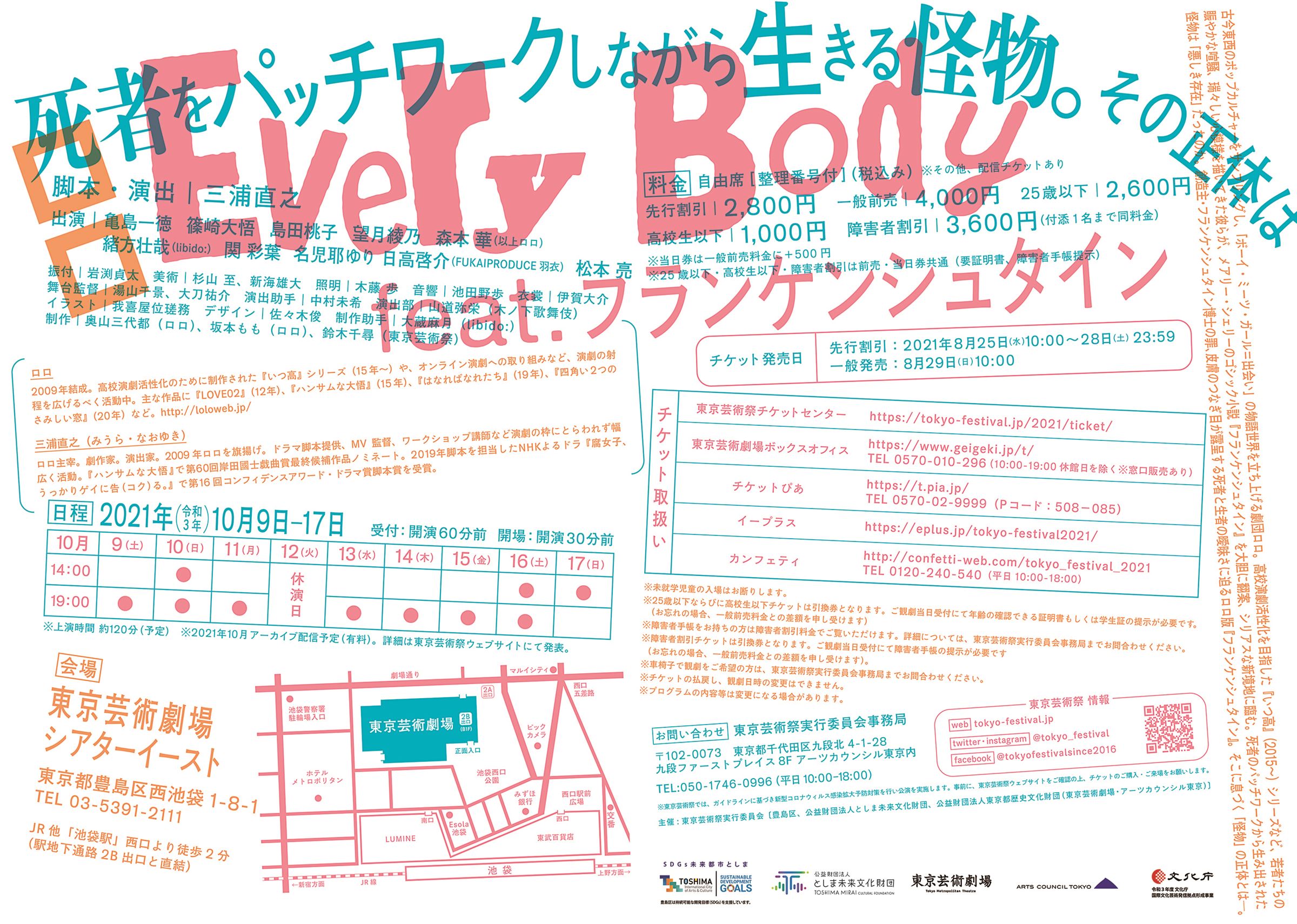 東京芸術祭2021 ロロ『Every Body feat.フランケンシュタイン』チラシ（裏）