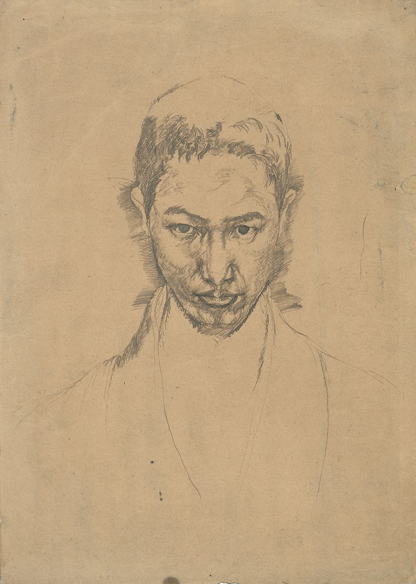 《自画像》1916年頃　インク、紙　福島県立美術館蔵