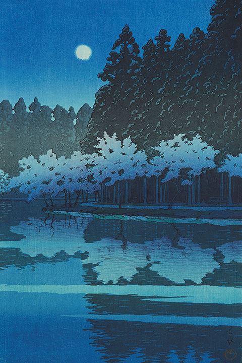 川瀬巴水《井の頭の春の夜》1931年