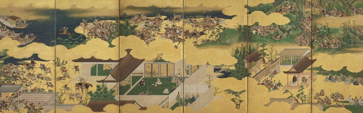 ≪平家物語図屏風≫（左隻部分）江戸時代前期 17 世紀中頃  岡田美術館蔵