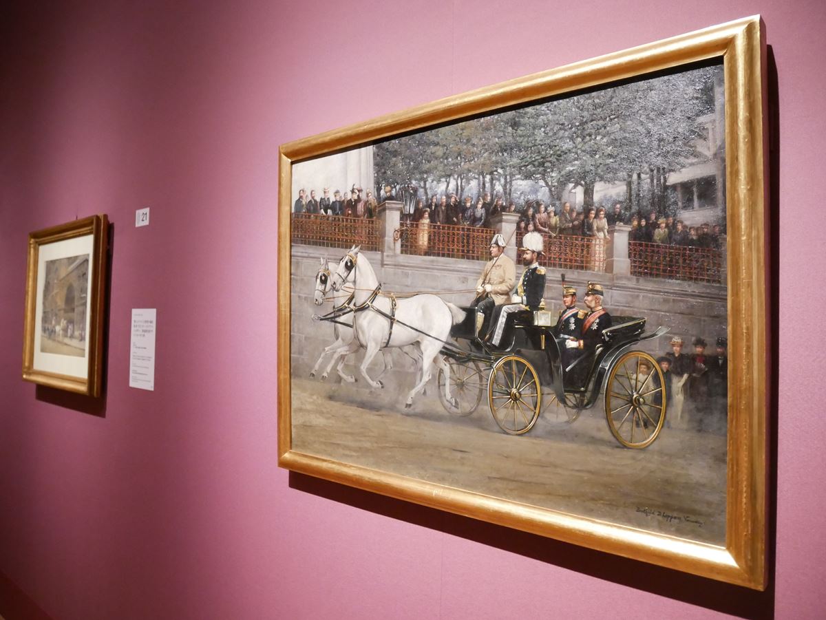 ベルトルト・リッパイ《バート・イシュルのオーストリア=ハンガリー二重帝国皇帝フラ ンツ・ヨーゼフ１世（1830-1916）とセルビア王アレクサンダル（1876-1903）》　1891 年　ウィーン美術史美術館、帝室馬車博物館