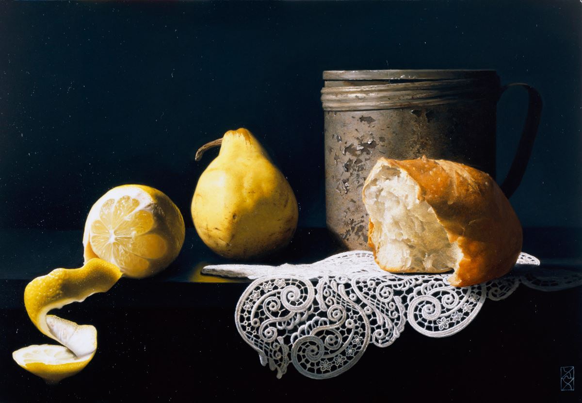 五味文彦《レモンのある風景》2009年　油彩・パネル・キャンバス