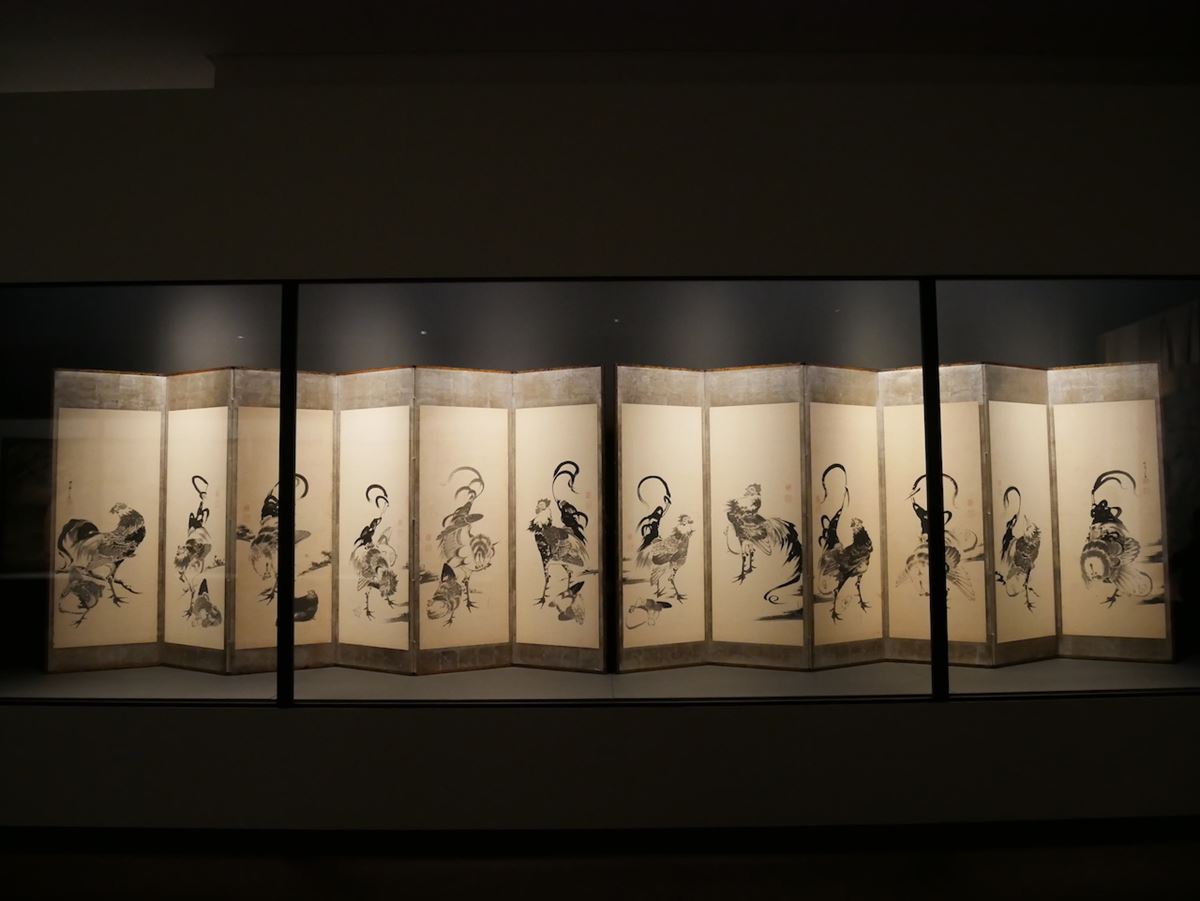 伊藤若冲《鶏図押絵貼屏風》寛政9年（1797）　＊通期展示