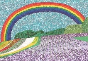 《虹とラベンダー畑》2018年　紙、折り紙、液体のり