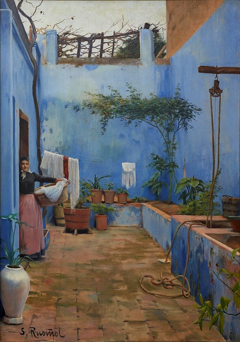 サンティアゴ・ルシニョル《青い中庭》1892年頃　ムンサラット美術館 (c)Museu de Montserrat