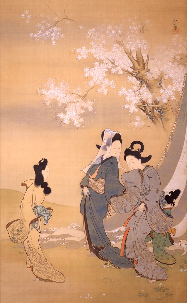 菱田春草 《桜下美人図》 1894(明治 27)年 絹本・彩色 山種美術館