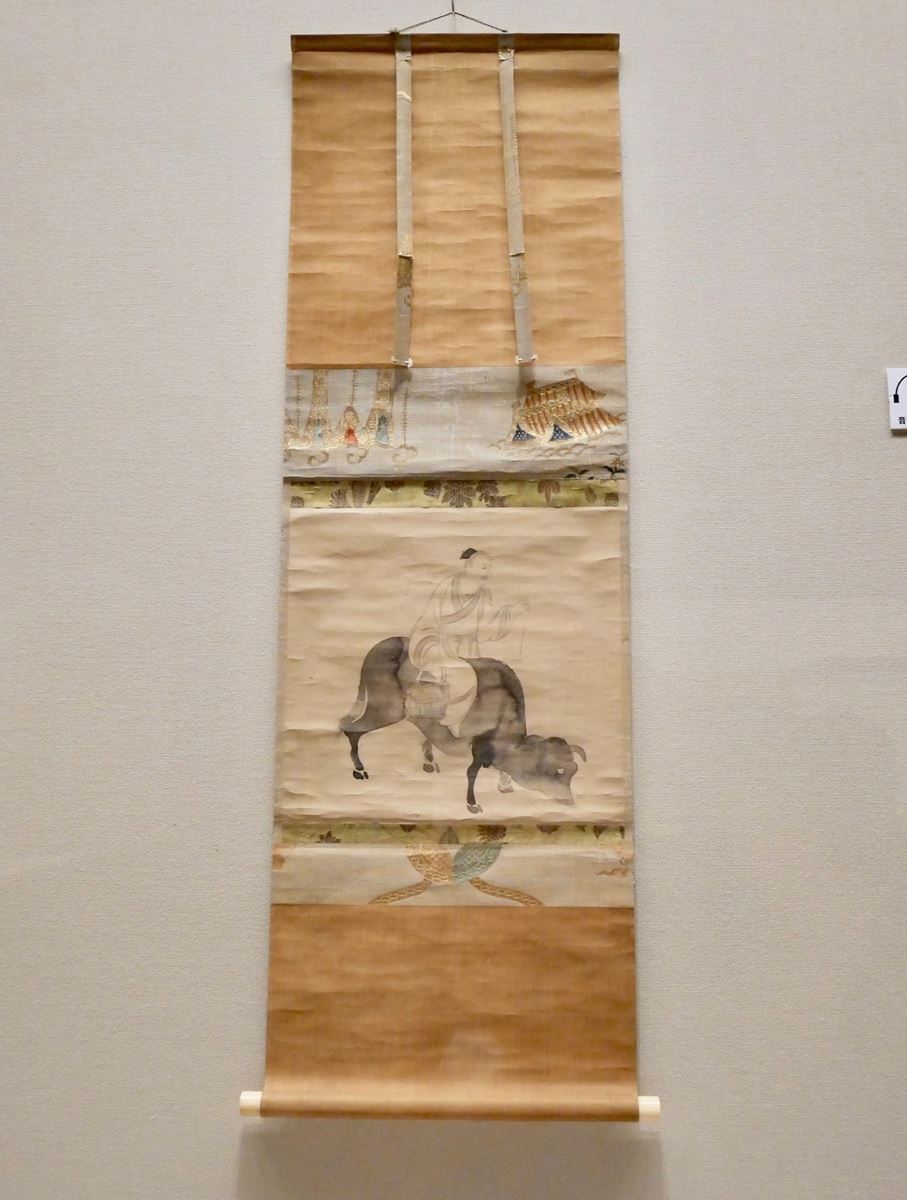 伝 俵屋宗達筆《老子図》日本・江戸時代　17世紀 「たらしこみ」技法により、牛の短い毛に反射した光のムラを表しているようにも見える