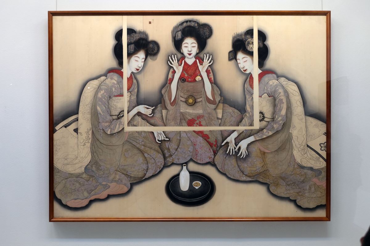 岡本神草の《拳を打てる三人の舞妓の習作》1920年