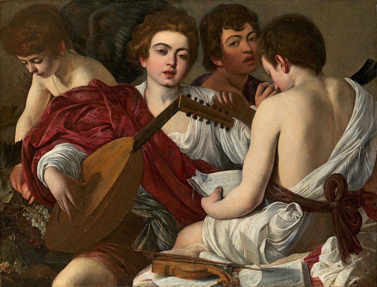 カラヴァッジョ（本名 ミケランジェロ・メリージ）《音楽家たち》1597年 ニューヨーク、メトロポリタン美術館 Rogers Fund, 1952 / 52.81