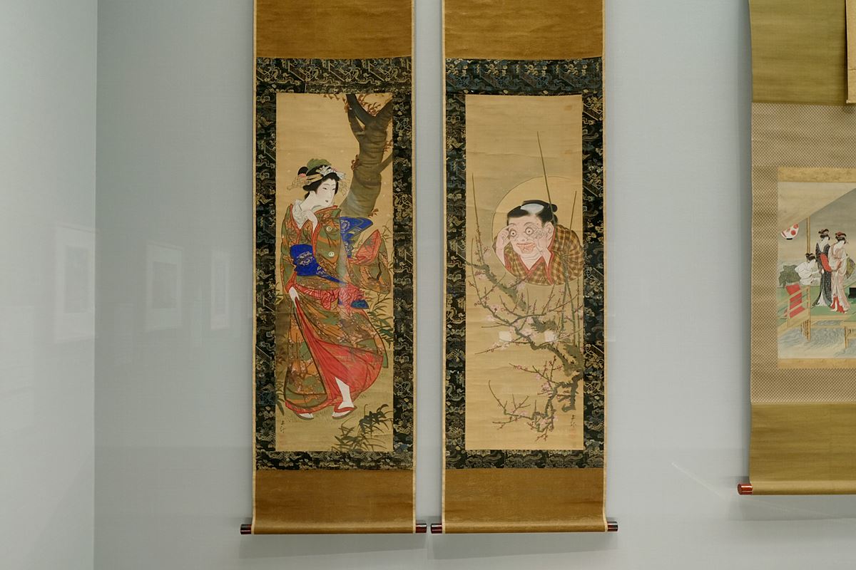 三畠上龍《舞妓覗き見図》江戸時代、19世紀