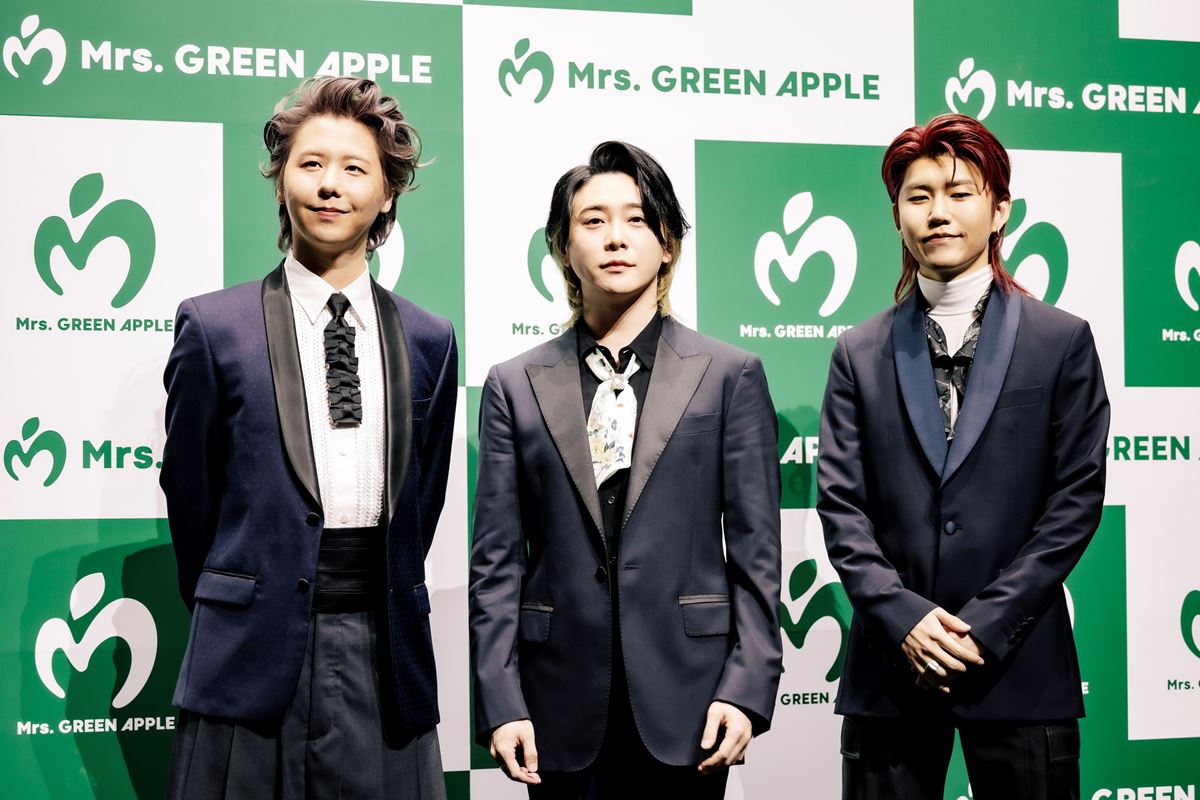 Mrs. GREEN APPLEの記者発表より　（左から）藤澤涼架、大森元貴、若井滉斗 （撮影：藤井 拓）