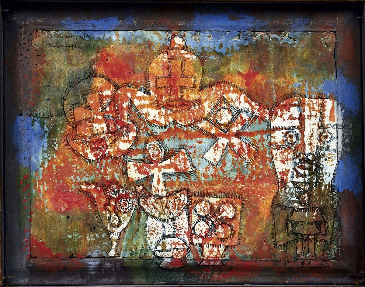 パウル・クレー《中国の磁器》 1923 年  水彩・グアッシュ・ペン・インク、石膏ボード、合板の額  28.6 x 36.8 cm  ベルリン国立ベルクグリューン美術館  © Museum Berggruen‐Nationalgalerie, SMB / bpk/ Jens Ziehe