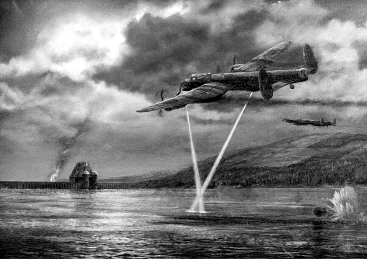 イギリス軍が第二次世界大戦で運用した代表的な戦略爆撃機、ランカスター。特にドイツへの夜間爆撃に使われた。