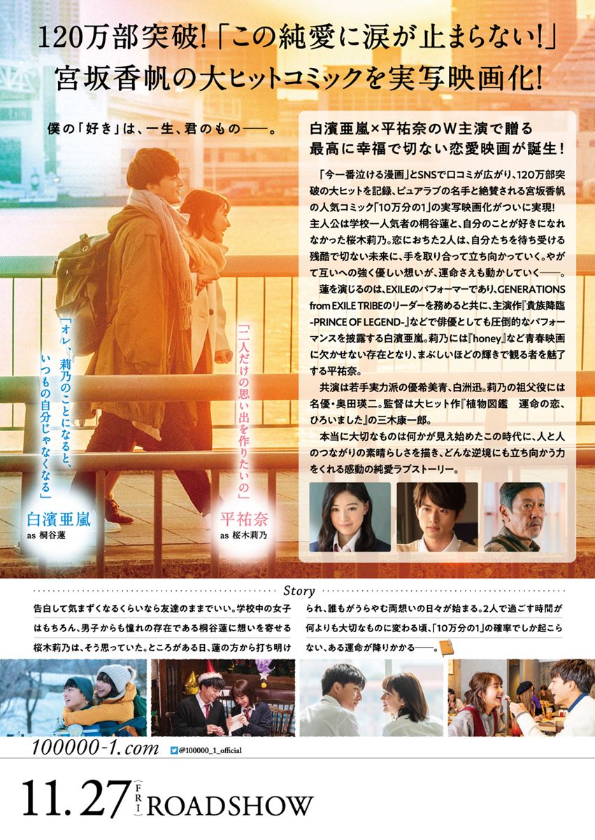 (C)宮坂香帆・小学館/2020映画「10万分の1」製作委員会