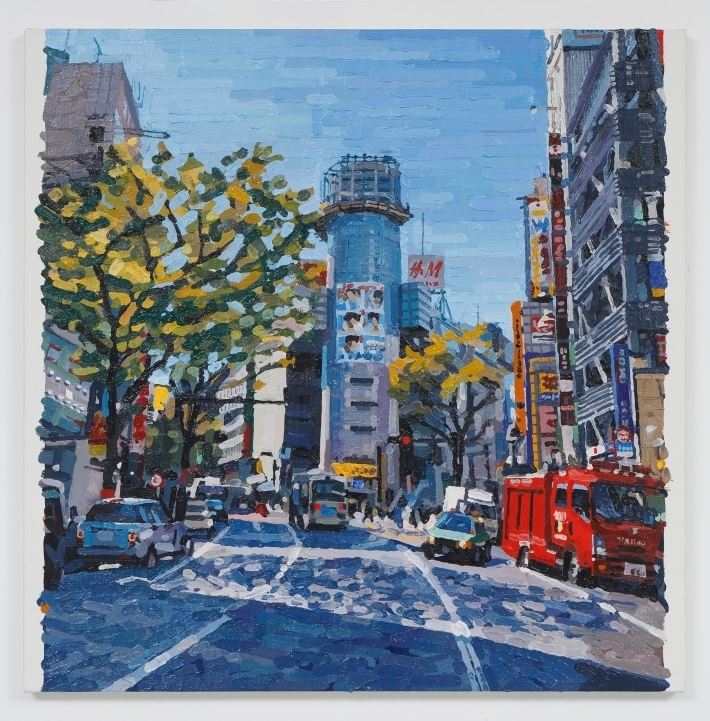 《Tokyo（Shibuya）》2019年、キャンバスに油彩、60.6 x 60.6 x 2cm