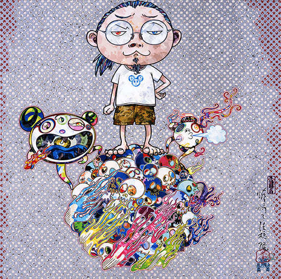 村上隆 《Mr. DOB Comes to Play His Flute》 2013年 キャンバスにアクリル、アルミフレームにマウント 100×100 cm ©2013 Takashi Murakami/Kaikai Kiki Co., Ltd. All Rights Reserved. Courtesy Perrotin